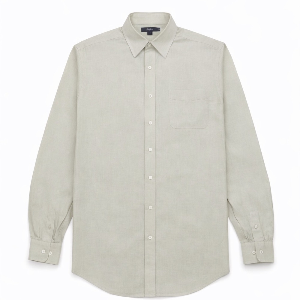 Sean John Men’s 100% Linen Button Down Shirt XXL Beige Long Sleeve Chest Pocket
